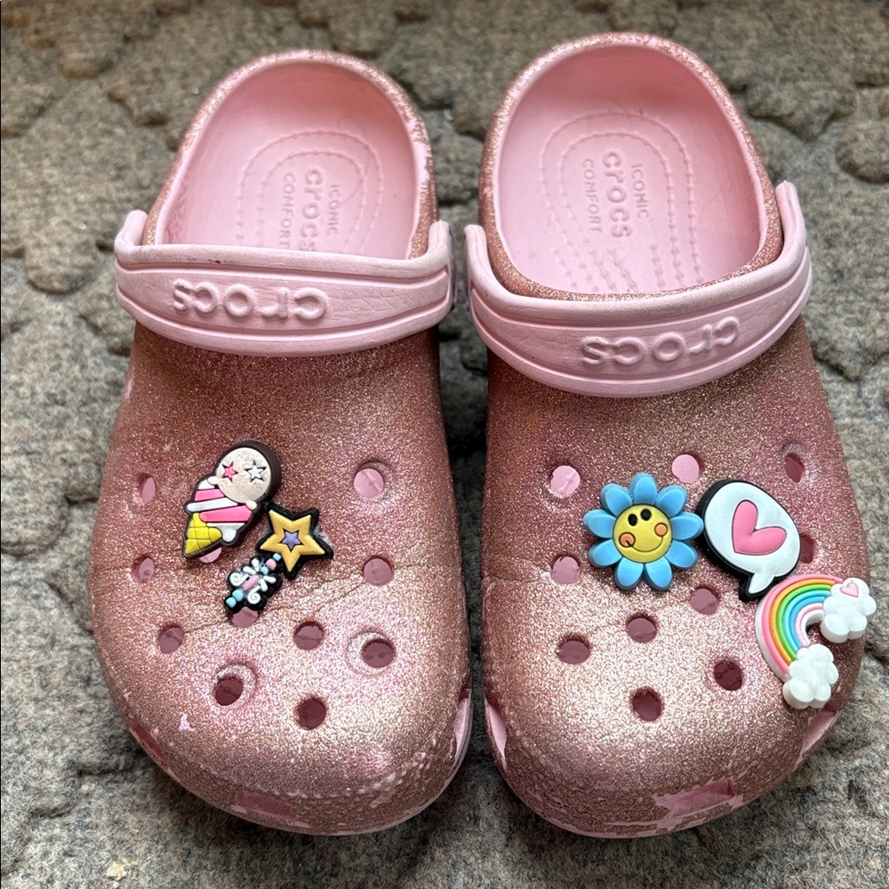 Toddler Girls Pink Glitter Crocs